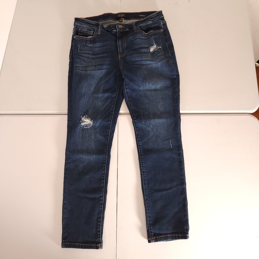 Judy Blue Womens 15/32 Slim Fit Stretch Distressed Blue Jeans Casual Festiva